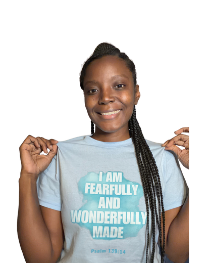 'WONDERFULLY MADE' sky blue T-shirt